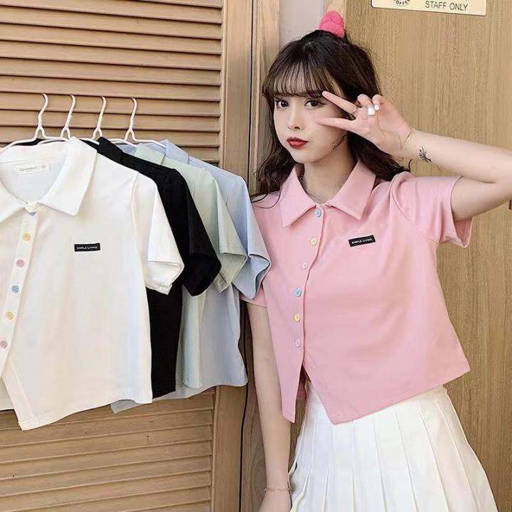 [Cotton]Polo Shirt for Women New Style Korean Slim Fit Short-sleeve T ...