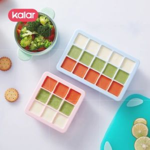 SG Seller Kalar 9/15 Cube Food Grade Silicone Baby Food Storage Container Freezer Tray With Lid
