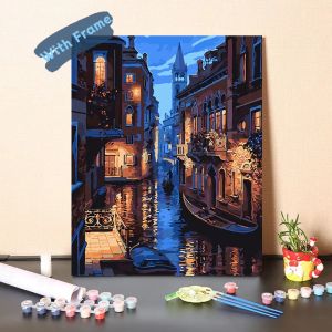 Topstar DIY Paint By Numbers with Frame 40X50 30X40 Oil Paintings Canvas for Kids Adult Couple Gifts Home Decor