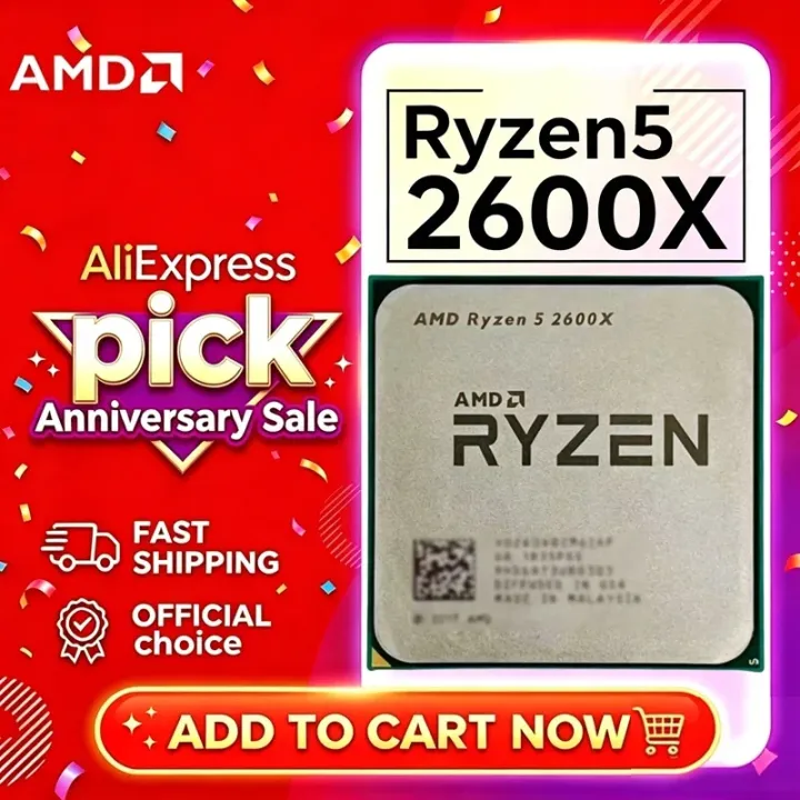 AMD | AMD Ryzen 5 2600X R5 2600X Zen+ 12nm 6C12T 3.6-4.25GHz 16MB L3 Unlock CPU DDR4 PCIe3.0 Socket AM4 Loose Tray Chip