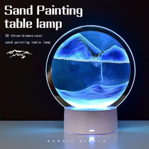USB-Powered Dimmable Moving Sand Art Table Lamp with Touch ControlModern Landscape DesignMountain SceneAdjustable LightHome
