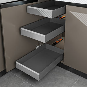 Kitchen Drawer Style Spice Rack Hanging Track Multi-layer Shelf Super Deep Cabinet Storage Organizer Nordic Style Aluminum Alloy