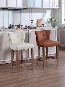 Scandinavian Luxurious Home Solid Wood High Stool With Back