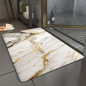 VIKAMA White Sand Gold Marble Pattern Bathroom Mat Non-Slip Bath Mat for Bathrooms Showers and Kitchen Door Mats