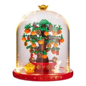 Fits 40864 God of Wealth Money Tree Cat Dustproof Glass Display Box Red Lighted Base