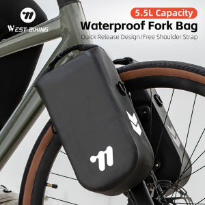 WEST BIKING Bicycle Front Fork Bag 5.5L Full Waterproof Quick Release Bike Bag Cycling Storage Bag MTB Road Bike Accessories