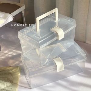 Portable Transparent Storage Box Simple Ins Style Student Dormitory Dustproof Multi-functional Medicine Box Desktop Organizer