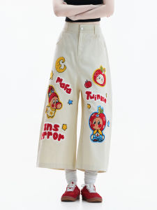 zuocisankon | Vintage Cartoon Wide Leg Capri Pants Loose
