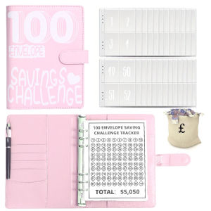 100 ซอง Challenge Binder ประหยัดความท้าทายหลวม Binder Budget Binder เงินสดซอง Money Organizer ระบบ