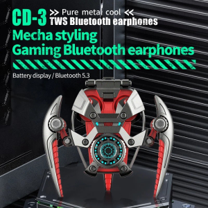 CD-3 Aluminum Alloy Mecha Style Wireless Bluetooth Earphones With Noise Reduction Bluetooth Earphones Stereo In ear Bluetooth Earphones Super Strong Battery Life Of 18 Hours