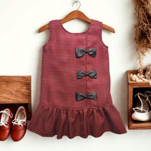 [1-6th] DRESS PESTA ANAK PEREMPUAN PREMIUM MEWAH ELEGAN WARNA HITAM MERAH INNER FURING KATUN (DS PITA)