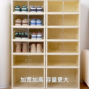 SiVass กล่องใส่รองเท้า พับได้ กล่องรองเท้าใส ติดตั้งง่าย ชั้นวางรองเท้า กันฝุ่นกันความชื้น ตู้รองเท้าพลาสติกพับได้