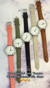 Jam Tangan Casual Wanita Kulit PU Leather Asli Import Premium Original Quartz Analog New Model Korea Style Fashion Trendy Dial Stainless Steel Titanium Anti Karat Kaca Tebal Tahan Gores Waterproof Aksesoris Arloji Women Watches Cewek Formal Keren -JW9