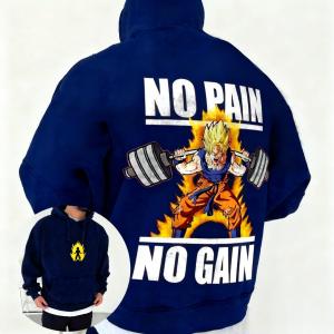 No Pain No Gain Anime Gym Hoodie Men Women New Autumn Winter Sweatshirt Dragon Ball Z Workout Pullover Fitness Streetwear Casual