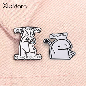 Funny Spanish Quote Enamel Pins No Me Ofrezcan PAN No Tengo Autocontrol Slaaaaaaay Metal Brooches Lapel Badge Jewelry Gifts