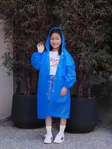 【COD】Thicken Kids Raincoat Outdoor Girl Boy Waterproof Hoodie EVA Plastic Transparent Raincoat