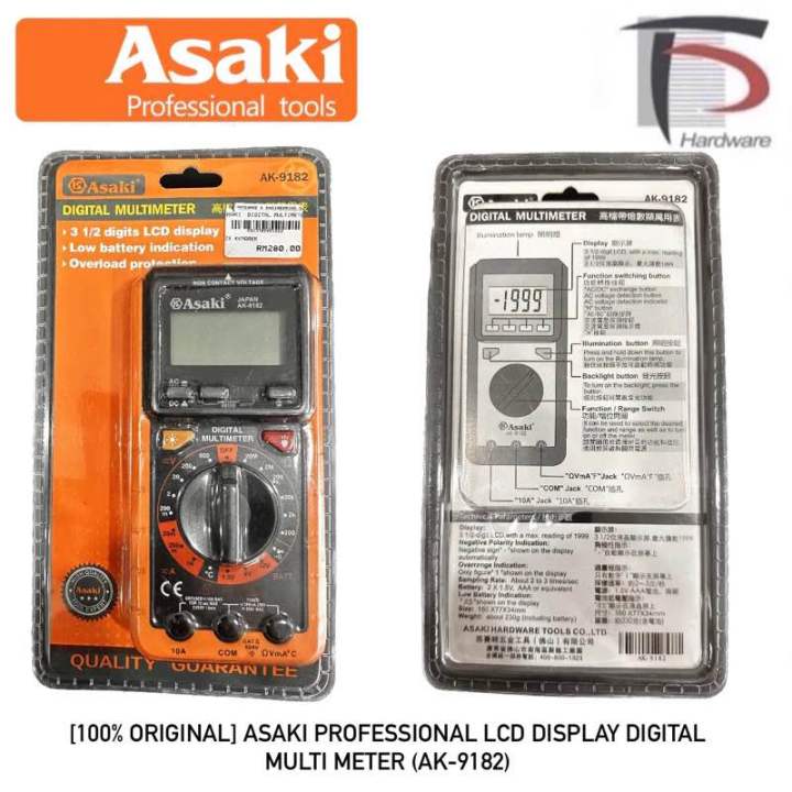 [100% ORIGINAL] ASAKI DIGITAL MULTI-METER (AK-9182) MADE IN TAIWAN | Lazada