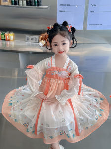 ชุดเดรสเด็กผู้หญิงสไตล์เจ้าหญิง ชุดการแสดง ชุดฤดูใบไม้ผลิและฤดูใบไม้ร่วง ชุดเด็กผู้หญิง ชุดเดรสผ้าฝ้ายลายดอกไม้ แขนสั้น ทรงเอ