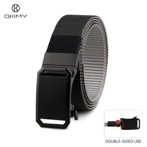 OKIMY Men Belt Outdoor Nylon Belt Adjustable Belt Rotating Buckle Nylon Waistband Double-Sided Two-Color Belt Youth Sports Canvas Pant Belt Simple Nice Waistband Nylon