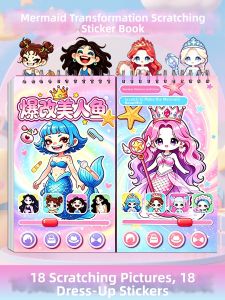 LOOM LUXE | Mermaid Scratch Art Princess Dress Up Stickers Quiet Book