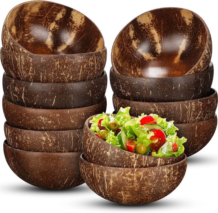 Coconut Bowls For Serving Dishes Wooden Salad Wood Reusable Bowl ...