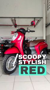 Striping Sticker Lis Body Motor Honda Scoopy Stylish 2022 2023 Matte Red Stiker List Body Motor Standar Kualitas Terbaik
