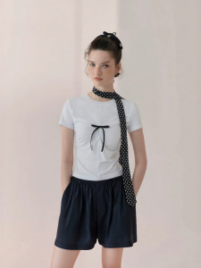 AIVEI | Chic Bow Front T-Shirt Slim Fit