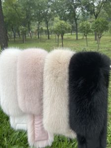 Fox Fur Collar Single Sale Imitation Fur Coat Parka down Jacket Hat Big Fur Collar Single Buy Customized Creamy-white