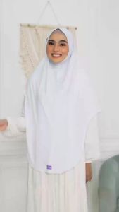 Kerudung Putih Hitam Haji dan Umroh / Hijab Ar 845 by ARRAFI / Jilbab Instan Syari Non Ped Dengan Penutup Dagu