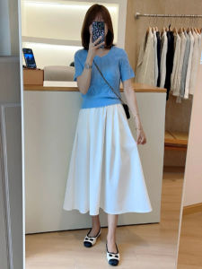 Elegant High Waist A-Line Mini Skirt Versatile Summer New Arrival Hanging Sensation Hip Conceal Slimming Commuting Skirt