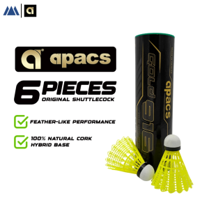 Original APACS Gold 916 | 6 Pcs. Nylon Feather-like Performance Hybrid Cork Base Shuttlecocks ball