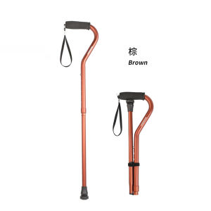 Three-Section Foldable Carrying Crutches Alpenstock Mountain Climbing Travel Curved Handle Walking Stick Adjustable Length Telescopic Walking Stick