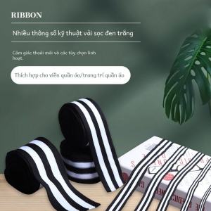 Black and White Striped Design Webbing Ribbon Clothing Pants Side Tape Polyester Trim Sports Sweatshirt Accessories Easiest for Match