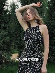 French Elegance Bell Flower Halter Dress with Waist Cutout Detail