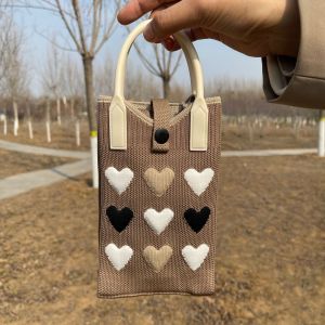 Cute Cartoon Simple Style Mobile Phone Pouch Fashionable Shoulder Bag Polyester Fiber Vertical Shape Lock Buckle Closure