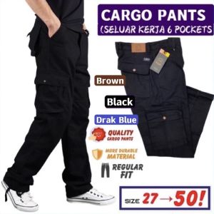 ￼SELUAR POCKET / CARGO PANTS/ KARGO SLACK SIX POCKETS/ SELUAR KERJA/  ENAM POCKETS/ HITAM BIRU GELAP BLACK DARK BLUE