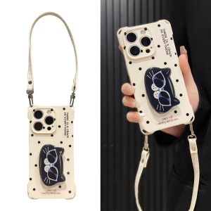 Creative Cat Eyewear Holder Phone Case Creative Pura70 Personality OPPOReno13 Four Corner Anti-Fall Vivos20 Lanyard Compatible with  Huawei Xiaomi