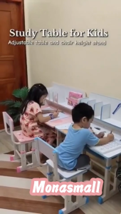 Study Table for Kids with Chair Height Adjustable 3-15 Years Learning Desk Set with Reading Stand