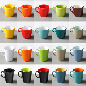 Mimane Dinnerware Small Colored Resin Water Cup Anti Drop Tea Cup with Handle Coffee Mug Commercial Use Dishwasher Safe