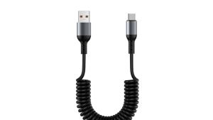 Cáp USB A Sang USB C Cuộn Hình Chữ L 90 Độ Có Thể Thu Gọn Sạc Nhanh Dành Cho iPhone 17 Series Samsung Galaxy A17 Sạc Ô Tô