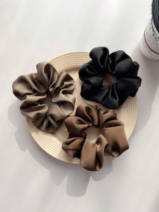 3pcs สีคลาสสิกคุณภาพสูง Luminous ซาตินขนาดใหญ่ลําไส้ผมแหวนผู้หญิง Meatball หัวหนัง Tendon หัวเชือก