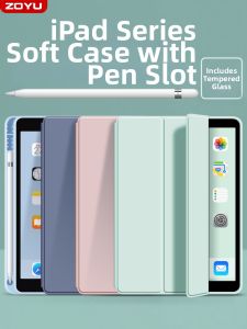 Zoyu | Anti-Shock Thin iPad Case with Pen Slot for iPad Air7 Mini7 Pro13 11 9 8 7 6 5 4 Mini6 10 12.9