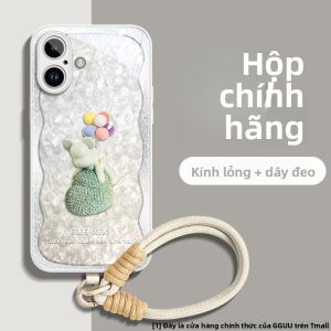 Ốp lưng kính GGUU cho iPhone 16 Pro Max họa tiết gấu nhỏ chống rơi