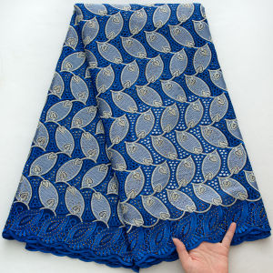5Yards African Cotton Lace Fabric with Black Base & Terracotta Leaf Pattern Nigerian Swiss Voile Lace For Wedding Dresses