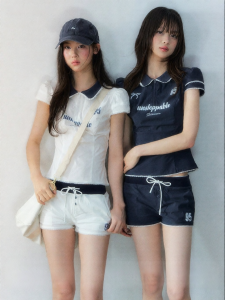 Soote Season | Sporty Korean Design Waist-Cinching Puff Sleeves Outfit