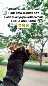 Kacamata Gaya Fashion Lensa Kaca Asli Aviator Elegant Sunglasses