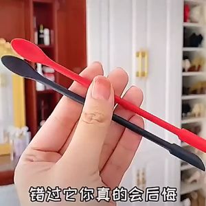 3Pcs 2in1 silicone slim scraper spoon spatula / mixing / stirring / sendok aduk minuman Sendok Spatula Kecil Kepala Ganda Untuk Menggali Lipstick Krim Mata Wajah ohmylittlething