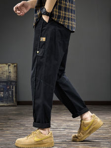 กางเกงขายาวทรงตรงเอวยางยืดสำหรับผู้ชาย ทรงหลวม กางเกงขายาวทรงตรง กางเกงขายาวทรงตรง ทรงหลวม สไตล์ใหม่ฤดูใบไม้ร่วง