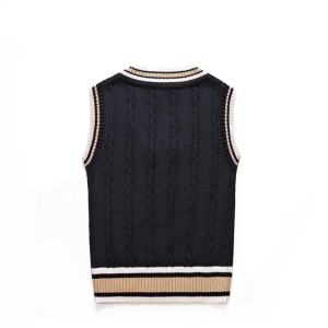 7LiSweater Vest Men Thicken V-neck Sleeveless Knitted Sweaters Vests Striped R Preppy-style Simple Chic Loose Cal All-match