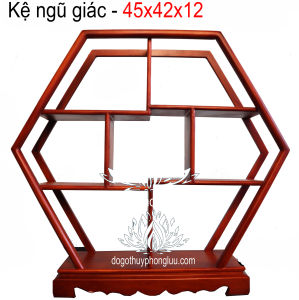 Kệ mini gia dụng gỗ gõ kệ mini dáng lục giác gỗ gõ 42x45 sâu 12cm